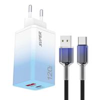 Chargeur USB Type-C PD 120W pour téléphone portable avec câble USB-C, adaptateur secteur USB-C à charge rapide 120W, prise EU