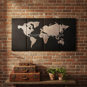 งานประติมากรรมติดผนังรูปแผนที่โลกโลหะตกแต่งสไตล์โมเดิร์นแบบกำหนดเอง พร้อมสีตามสั่ง ความหนา 2-7 มม. รุ่นวันดินโลก - Product Image 4