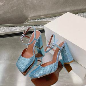 ขนาดใหญ่45ตารางหัว rhinestones Mary Jane สายรัดข้อเท้าซาตินของผู้หญิงสายรัดหัวเข็มขัดงานเลี้ยงจัดเลี้ยงในฤดูร้อน - Product Image 6