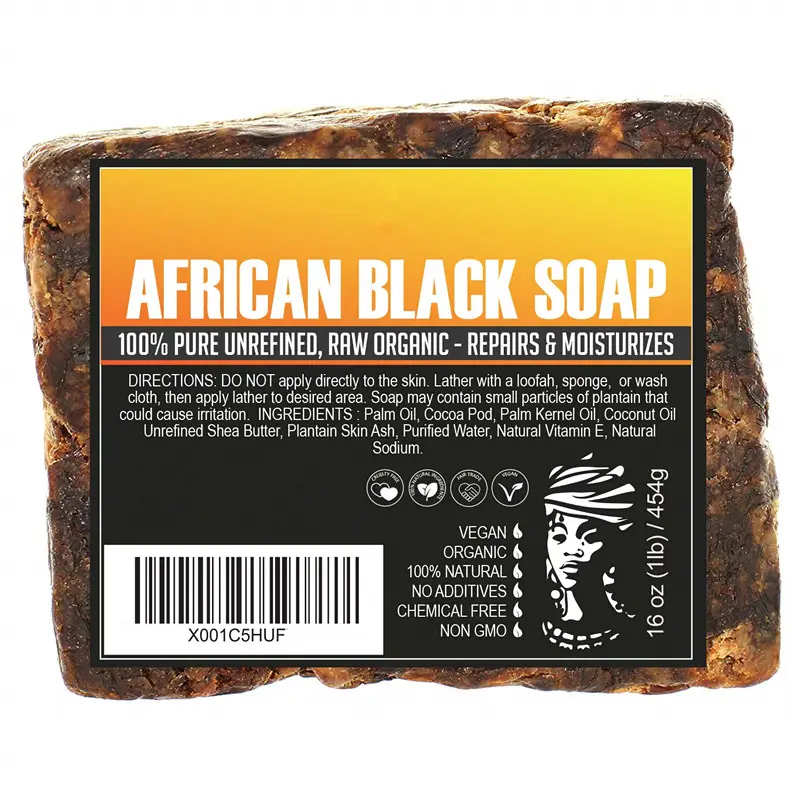 Jabón negro orgánico para la piel, Etiqueta Privada, africano