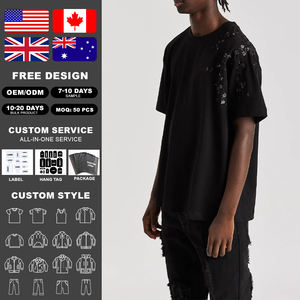 Camiseta KingSen Personalizada para Hombre, 100% Algodón, Hombros Caídos, Corte Holgado, Bordado, Estilo Casual, Manga Corta, Deportiva, Streetwear - Product Image 2