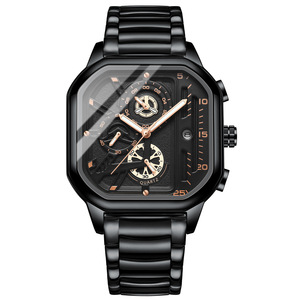 <span class=keywords><strong>Orologio</strong></span> da Polso BINBOND B6577 per Uomo, Design Quadrato Unico, Cronografo al Quarzo, Impermeabile con Cinturino in Pelle - Product Image 6