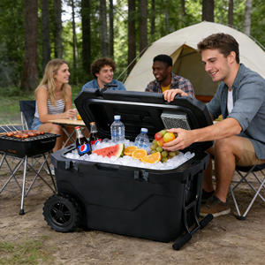 Frigo Portatile Impermeabile con Ruote per Pesca e Campeggio, Refrigeratore per Mantenere la Freschezza - Product Image 1
