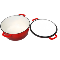 Casserole multi-cuisson en émail en gros, 2 en 1, fonte, double four hollandais avec couvercle en poêle