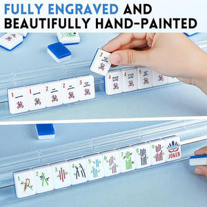 Juego de Mahjong Personalizado Plegable de Lujo con 160 Fichas Acrílicas Azules y Rosas Grabadas - Product Image 6