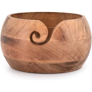 Cuenco de hilo de madera para clientes con caja de marca y diseño de remolino sin fin, gran soporte para hilo de ganchillo con orificios para tejer - Product Image 4