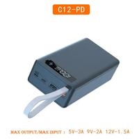 Boîtier de batterie externe C12 18650 avec chargeur double USB et écran LCD, prend en charge la charge rapide sans fil, support de stockage de batterie