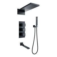 Ensemble de douche cascade de luxe 59-1 en laiton noir, pour villa et hôtel, avec mitigeur de douche encastré