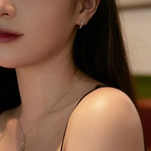 Dylam Stylish Personalized Women 925 Sterling <b>Silver</b> Rhodium Plated 5A Cubic Zirconia Snake Shape <b>Hoop</b> Clip-on <b>Earrings</b> - Product Image 6