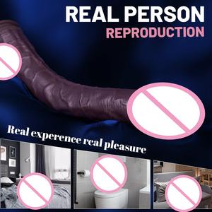 Dildo Masculino Enorme, Dilatador Realista, Color Negro Carne, Diseño Café, Doble Dureza, Silicona Líquida Suave, Impermeable IPx6, Juguete Sexual - Product Image 5