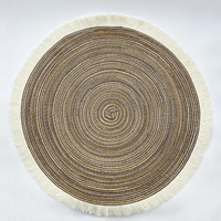 Sous-verre rond en fil de coton tissé à la main, résistant à la chaleur, set de table décoratif pour table à manger, fête, utilisation en extérieur
