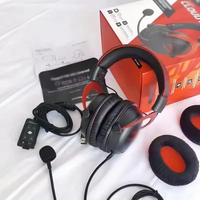 Auriculares para Juegos con Cancelación Activa de Ruido, Diseño de Cuero Metálico, Sonido Envolvente Virtual 7.1, Baja Latencia, Dinámicos para Móviles