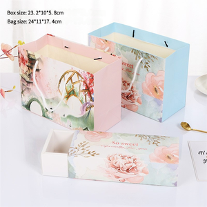 Tùy chỉnh in ấn ngăn kéo Quà Tặng boxs thiết lập với tay Quà tặng Túi xách bao bì Cookie Đóng gói hộp cho bánh - Product Image 1