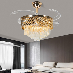 42-inch hiện đại sang trọng dẫn quạt trần với Đèn Chùm Pha lê vô hình có thể thu vào thiết kế DC động cơ điều khiển từ xa chuyển đổi - Product Image 4