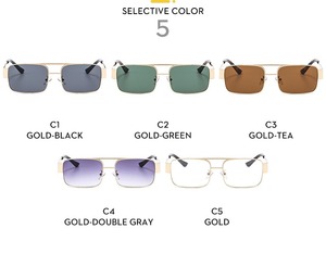 Occhiali da sole Vintage harbor style uv400 protezione solare gafas de sol occhiali da sole a doppia trave con cornice rettangolare in metallo - Product Image 3