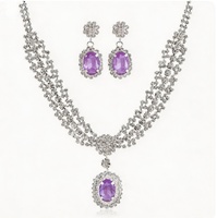 Ensemble de bijoux collier et boucles d'oreilles en strass brillant, style vintage, multicolores, élégant, pour femmes, bijoux de fête