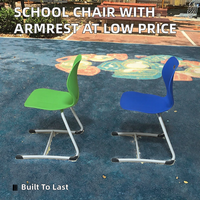 Chaise d'étude moderne pour élèves en PE avec accoudoirs en métal, prix de gros pour mobilier scolaire
