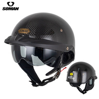SOMAN DOT CCC demi-visage casque Vintage casque de moto avec lentille intérieure rétro capacité Moto Sport Street Touring moto H3
