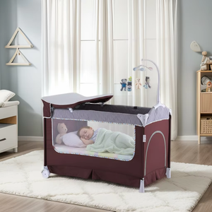 <span class=keywords><strong>Lit</strong></span> de voyage en métal pour bébé avec table à langer et barre à jouets, idéal pour chambre, hôtel, appartement ou salon - Offre Spéciale - Product Image 1
