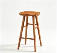 Tabouret de bar en bois de chêne massif, style nordique minimaliste, siège ergonomique incurvé, hauteur de comptoir, chaise de bar en bois pour îlot de cuisine à domicile