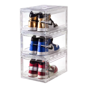 Transparent Shoe Storage Container Plastic Storage Drop Front Sneakers Clear Stackable Organizer Acrylic Plastic Shoe Box