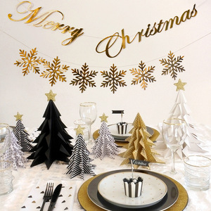 Décorations de Noël : Guirlandes en papier à coudre, flocons de neige, lettres de Noël, drapeaux de Noël, décoration de fête, aménagement de scène, 6 pièces - Product Image 2
