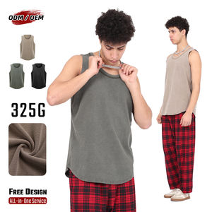 Camiseta sin mangas vintage de 325g con cuello en U, efecto batik, lavado, con costuras invertidas y dobladillo sin rematar - Product Image 1