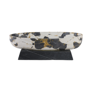 Ciotola Decorativa con Motivi e Base in Marmo per Centrotavola e Arredamento Casa - Product Image 4