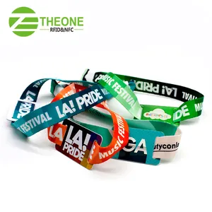 RFID NFC woven fabric wristband for musical festival ticket fabric bracelet for event cashless payment
