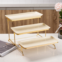 Présentoir de buffet à 3 niveaux en fer durable Risers Dessert Buffet Stand Présentoir de nourriture pour la fête de mariage