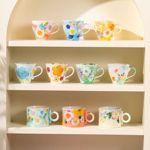 Taza <span class=keywords><strong>Alta</strong></span> de Cerámica Seto-Yaki Pintada a Mano con Diseño Artístico Moderno <span class=keywords><strong>y</strong></span> Asa, para Bebidas Calientes en el Hogar - Product Image 1