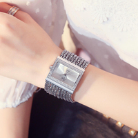 Montre à quartz carrée pour femme A010, bracelet en chaîne dorée multi-brins avec lunette en strass, montre-bracelet de luxe, bijou