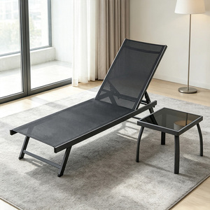 Chaise longue multifonctionnelle pliable pour patio et villa, idéale pour la plage et la piscine, <span class=keywords><strong>avec</strong></span> dossier réglable et dossier inclinable en maille pour la détente - Product Image 6