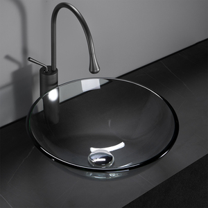 Glass Vanity Top Integrated Sink <strong>Round</strong> Wash <strong>Basin</strong> for Bathroom - Product Image 1