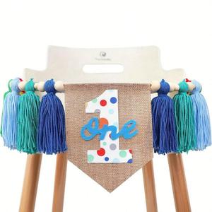 Regenbogen-Banner für den Kinderhochstuhl zum 1. Geburtstag - Buntes Quastenbanner für Hochstuhl, 1. Geburtstag Junge, Kuchenzertrümmerungs-Hintergrund - Product Image 3