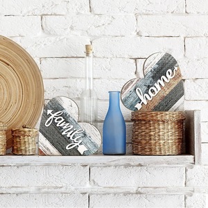 2 Pcs Panneau Rustique en Bois Love Home Signe de Table en Bois en Forme de Coeur Plaque Familiale Farmhouse Buffalo Plaid - Product Image 5