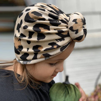 Chapeau de nouveau-né confortable plissé léopard et vache imprimé Turban bonnet respirant chapeaux Logo personnalisé