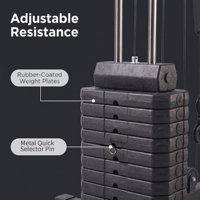 Estación Multifuncional de Gimnasio con Estructura de Acero Resistente de Último Diseño para Ejercicios de Pulldown, Press de Pecho y Pec Deck