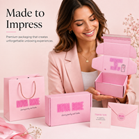 Boîtes en carton ondulé rose personnalisées pour emballage cadeau de cils cosmétiques, avec bande de déchirement facile, pour expédition, luxe