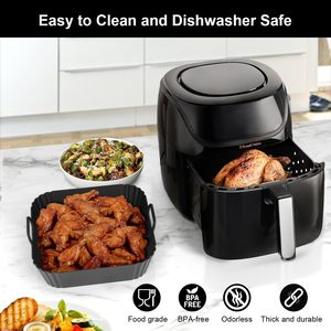 <span class=keywords><strong>Chefman</strong></span> ถาดทอดอาหาร6 8.5QT นำกลับมาใช้ใหม่ได้อุปกรณ์ไมโครเวฟ-ซิลิโคนสี่เหลี่ยมขนาด9นิ้วถาดอบขนาดใหญ่ - Product Image 3