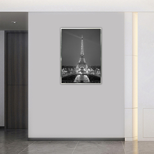 Stampa d'Arte su Tela della Torre Eiffel Illuminata, Sogno Notturno Parigino Moderno, Stampa Digitale in Rilievo 40x60cm Originale - Product Image 6