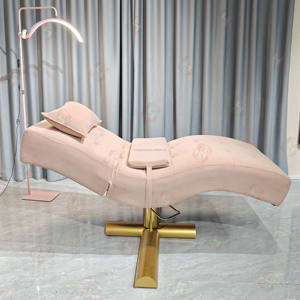 Luxuriöses Goldenes Gebogenes Massagebett-Auflage Spa Salon Wimpern Rosa Samt Gebogenes Wimpernbett Stuhl Salon-Möbelset - Product Image 2