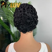 Pelucas de Cabello Humano Rizado Corto Indio al por Mayor, Peluca Pixie sin Pegamento, Sin Enredos, Sin Caída, Cabello Humano Rizado Natural