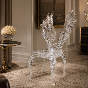 เก้าอี้รับประทานอาหารพนักพิงสูงทำจากเรซิ่นใสคุณภาพสูง รุ่น Platinum Crystal Queen สำหรับตกแต่งลานบ้าน งานแต่งงาน และวิลล่า - Product Image 1