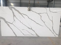 Dalles de quartz, aspect marbre blanc Calacatta, pierre synthétique, comptoirs de cuisine imperméables pour hôtels et appartements