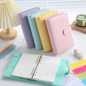 Macaron Coloré A6 A5 Classeur Budget 6 Anneaux Planificateur Couverture en Pu Classeur en Cuir avec Fermeture à Boucle Magnétique