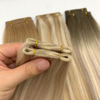 Prêt à Expédier Usine Top Qualité Genius Trame Extensions de Cheveux 100% Vierge Remy Européenne Cheveux Balayage Couleurs Épaisse Fin