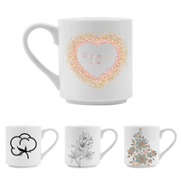 Vente en gros de tasses à café en céramique blanches personnalisées de 11 oz, avec logo personnalisé imprimé par sublimation