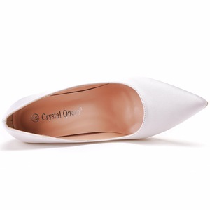 <span class=keywords><strong>Chaussures</strong></span> à talon carré transparent en cristal, bout pointu, pour soirée dansante, mariée, en satin de soie, longues - Product Image 5
