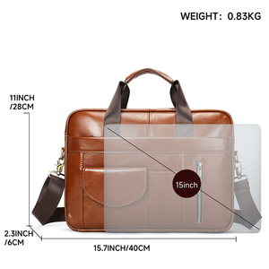 Porte-documents en <span class=keywords><strong>cuir</strong></span> pour homme sur mesure, <span class=keywords><strong>sacoche</strong></span> pour <span class=keywords><strong>ordinateur</strong></span> portable 15 pouces en <span class=keywords><strong>cuir</strong></span> véritable, sac de bureau pour homme - Product Image 6